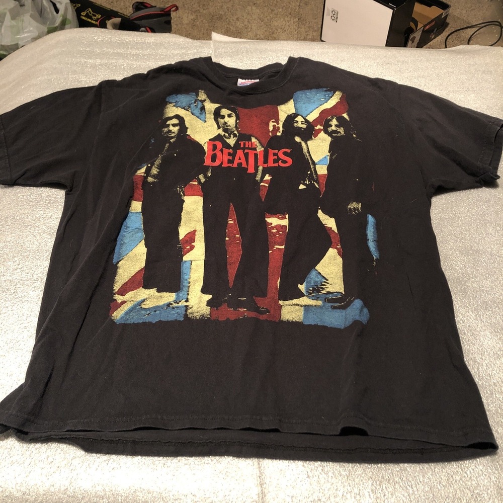 The Beatles Tshirt British Vintage Extra Large Black Short Sleeve Vintage Fab 4‎